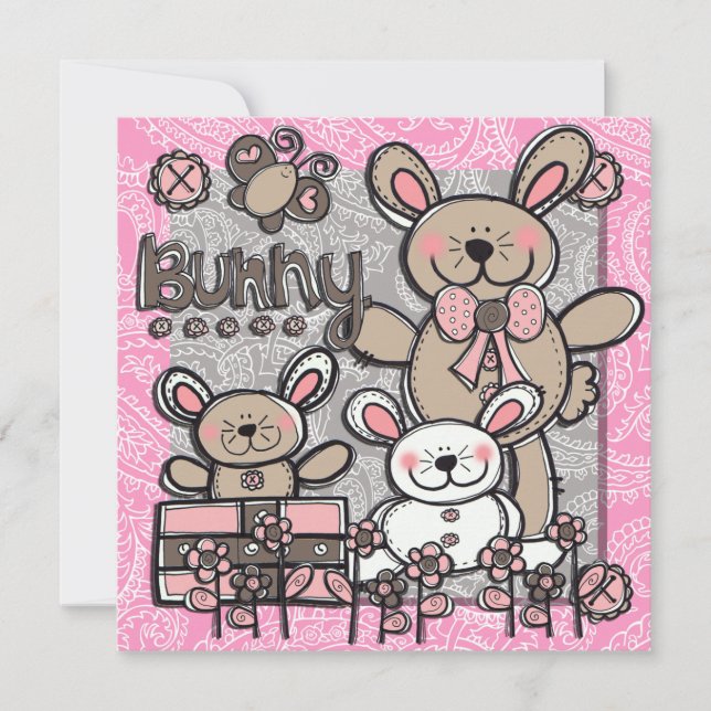 Little Bunnies Birthday Invitation (Front)