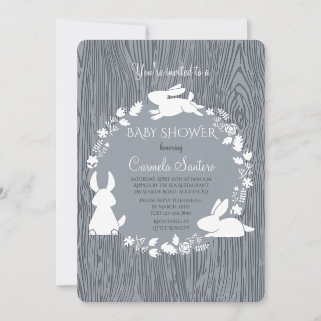 Little Bunnies Grey Invitation (Front)