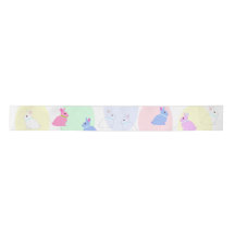 Little bunnies pink, rose, white on satin ribbon s