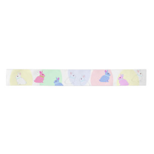 Little bunnies pink, rose, white on satin ribbon s