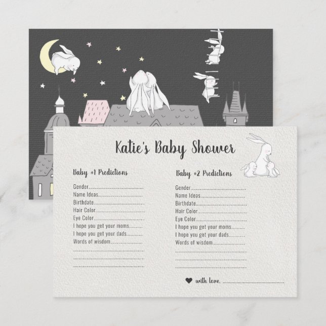 Little Bunnies | Twins Baby Shower Guessing Game Invitation (Front/Back)