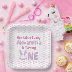 Little Bunny 1st Birthday Paper Plate