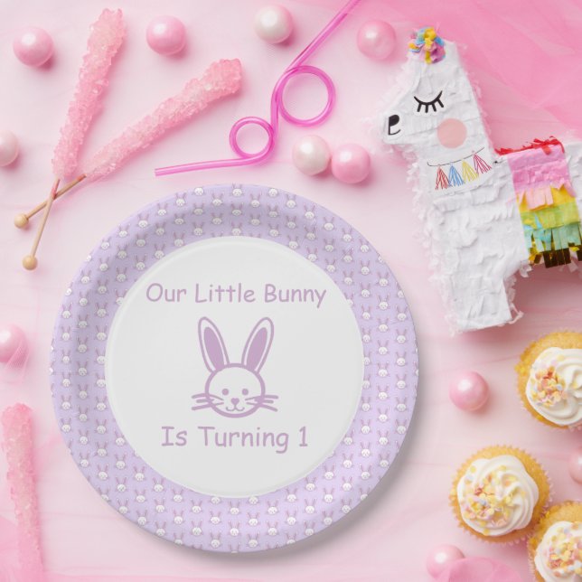 Little Bunny 1st Birthday Paper Plate (Party)