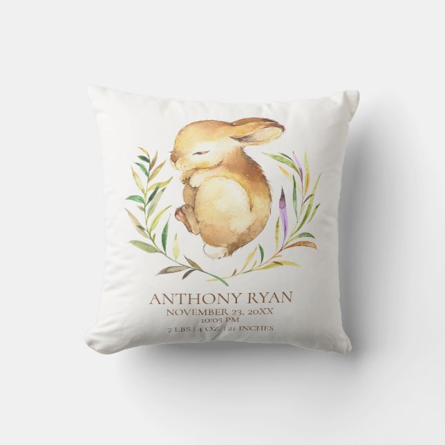 Little Bunny Baby Birth Stats Pillow (Front)