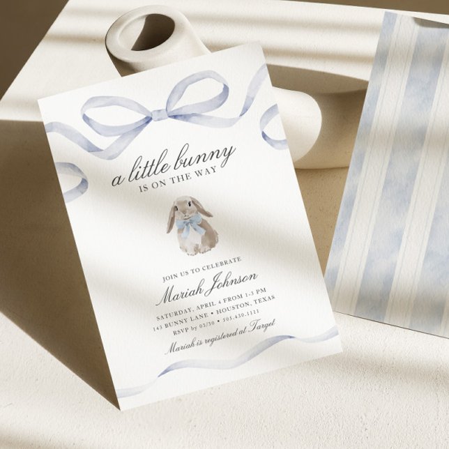 Little Bunny Baby Shower | Boy Blue Spring Easter Invitation (Creator Uploaded)