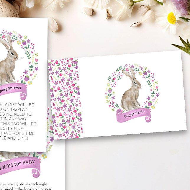 Little Bunny Baby Shower Diaper Raffle Floral Enclosure Card (Spring or Easter Diaper Raffle card from my Little Bunny & Little Lamb Baby Shower collection)