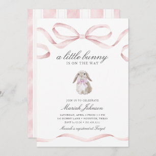 Little Bunny Baby Shower   Girl Pink Spring Easter Invitation