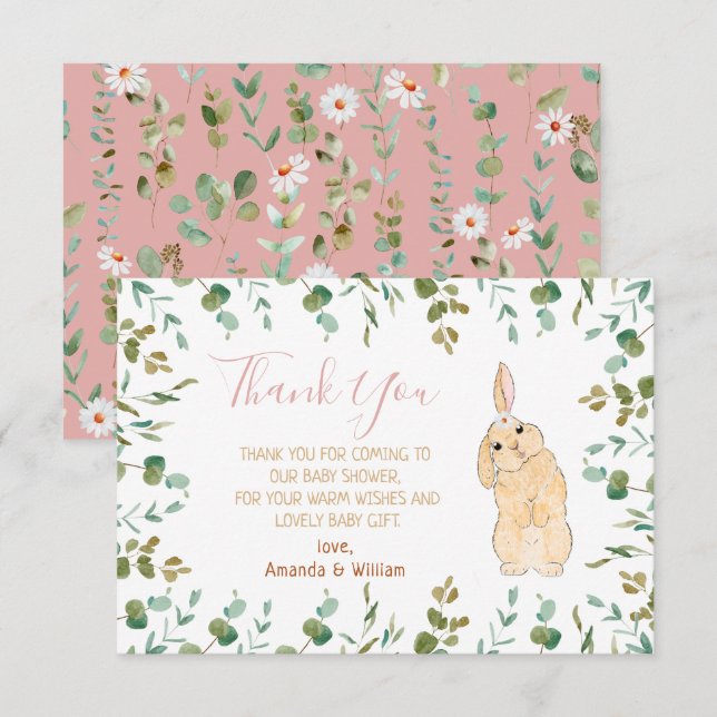 Little Bunny Baby Shower Thank You  (Front/Back)