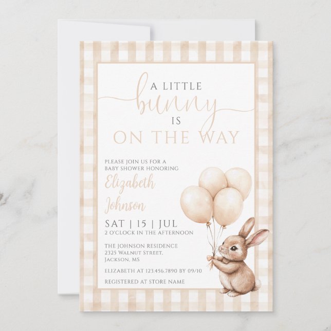 Little Bunny Balloons Gender Neutral Baby Shower  Invitation (Front)