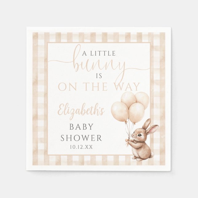 Little Bunny  Balloons Gender Neutral Baby Shower Napkin (Front)