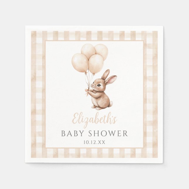 Little Bunny Balloons Gender Neutral Baby Shower Napkin (Front)