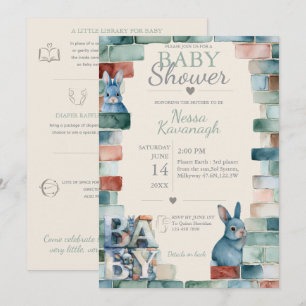 Little Bunny Blocks Baby Shower Invitation