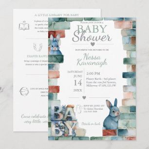 Little Bunny Blocks Baby Shower Invitation