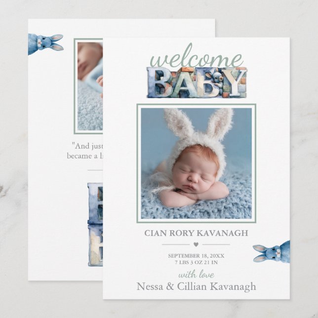 Little Bunny Blocks | Welcome Invitation (Front/Back)