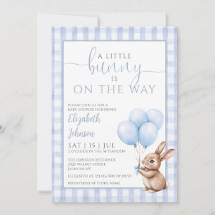 Little Bunny Blue Boy Baby Shower All In One Invitation
