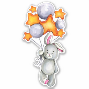 Little Bunny Cute Animal Orange Grey Sticker