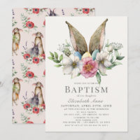 Little Bunny Ear Floral Pink Girl Baptism