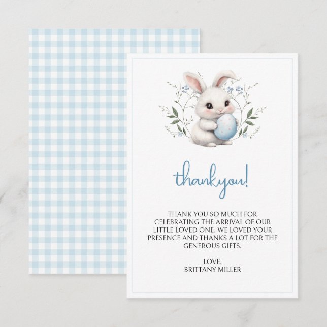 Little Bunny Easter Baby Shower Thank You Card (Front/Back)