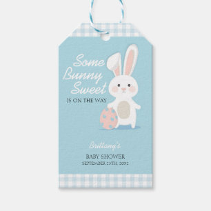 Little Bunny Easter Chequered Baby Shower Gift Tags