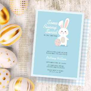 Little Bunny Easter Chequered Baby Shower  Invitation