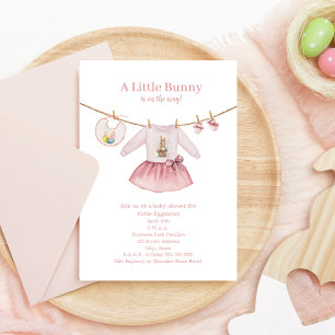 Little Bunny Easter Pink Girl Clothes Baby Shower Invitation
