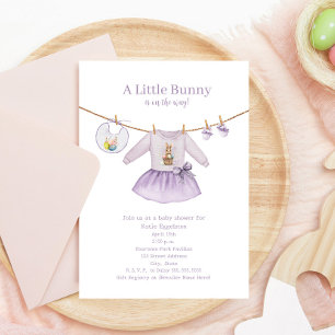 Little Bunny Easter Purple Girl Baby Shower Invitation