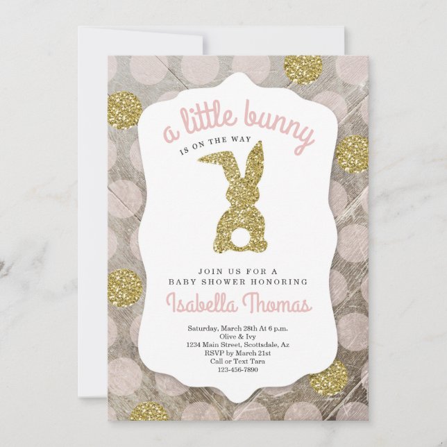 Little Bunny Easter Theme Baby Shower for Girl Invitation (Front)