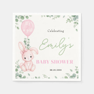 Little Bunny Eucalyptus Girl Baby Shower Napkin