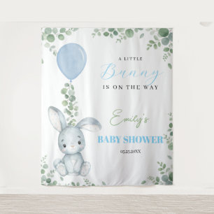 Little Bunny Eucalyptus Watercolor Baby Boy Shower Tapestry