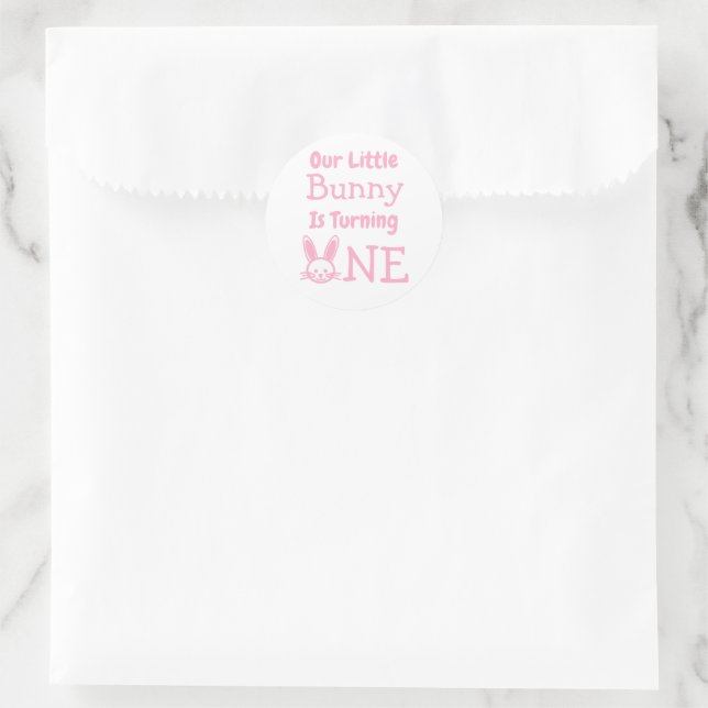 Little Bunny First Birthday Classic Round Sticker (Bag)