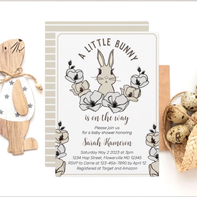 Little Bunny Gender Neutral Baby Shower Invitation (Creator Uploaded)
