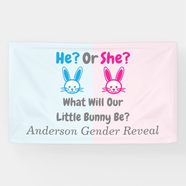 Little Bunny Gender Reveal Banner (Horizontal)