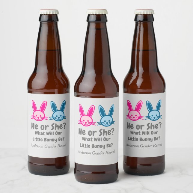 Little Bunny Gender Reveal Beer Bottle Label (Bottles)