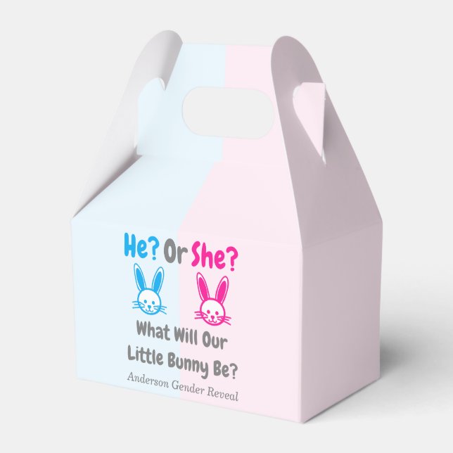 Little Bunny Gender Reveal Favour Box (Front Side)