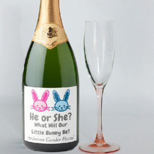 Little Bunny Gender Reveal Sparkling Wine Label