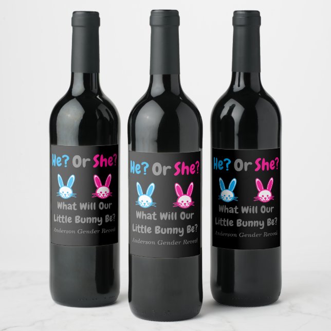 Little Bunny Gender Reveal Wine Label (Bottles)