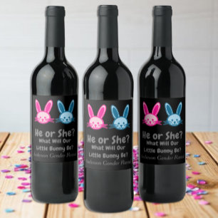 Little Bunny Gender Reveal Wine Label