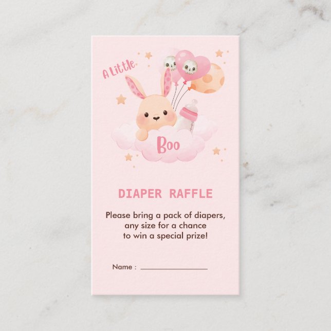 Little Bunny Girl Baby Shower Diaper Raffle Enclosure Card (Front)