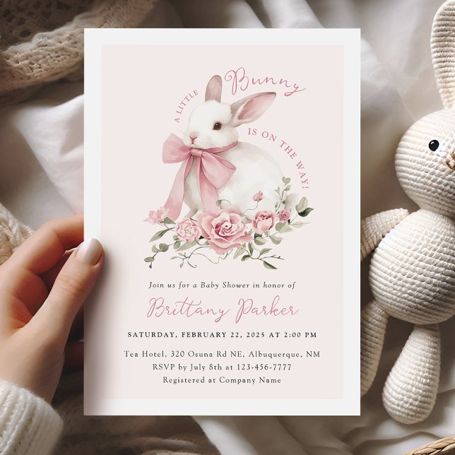 Little Bunny Girl Baby Shower Invitation (Creator Uploaded)