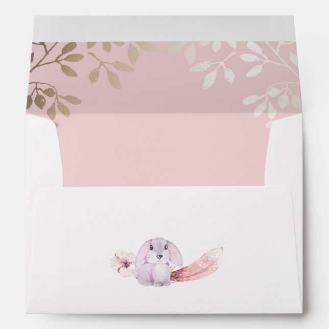 Little Bunny Gold and Pink Cute Envelope (Back (Bottom))