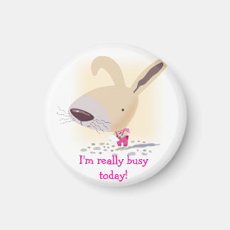 Little Bunny In Pink Pants Custom Round Magnet