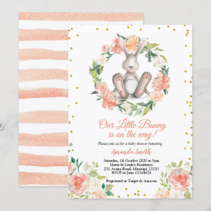 Little Bunny is on the way Easter Baby Shower Invitation