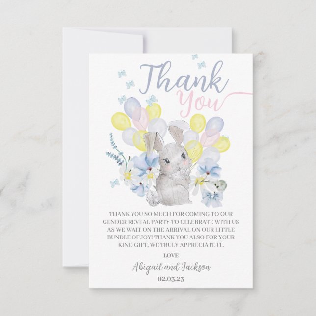 Little bunny is on the way thank you card. (Front)
