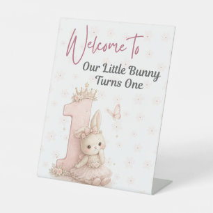 Little Bunny Is Turning One Welcome Sign