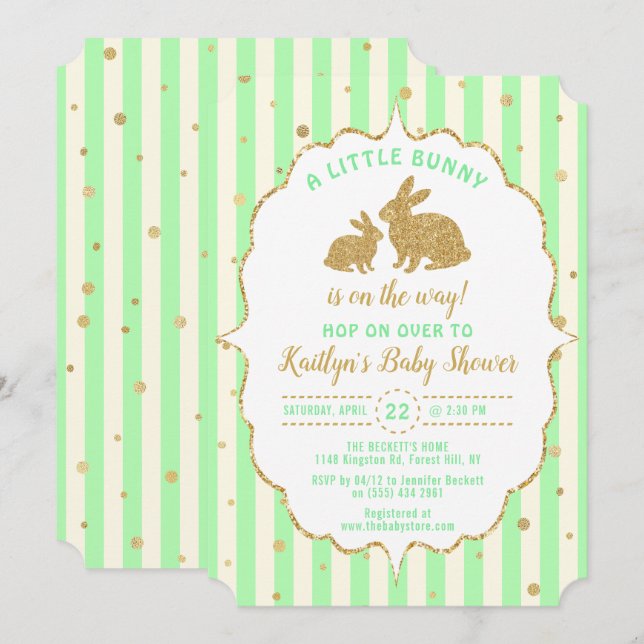 Little Bunny Neutral Easter Baby Shower Invitation (Front/Back)