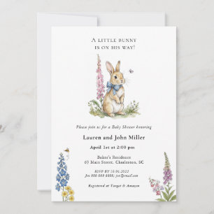 Little bunny on the way Baby boy Baby Shower Invitation