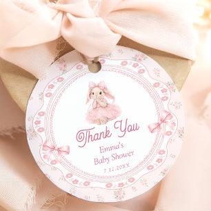 Little Bunny Pink Baby Shower Thank you Favour Tags