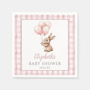 Little Bunny Pink Balloons Girl Baby Shower Napkin