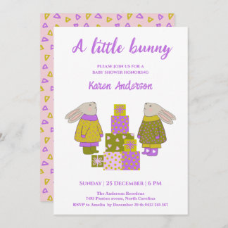 Little Bunny Presents Birthday Baby Shower   Invitation