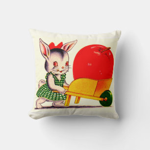 little bunny pushing cart with great big apple cushion